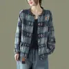 Cárdigan Casual Artístico Versátil de Corte Holgado para Mujer, Chaqueta Corta de Algodón y Lino