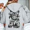 Sudadera con capucha casual para mujer, estampado de vaca de dibujos animados con letras, doble cara