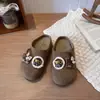 Zapatillas de felpa estilo coreano para niñas, simples, cabeza de pan, Novedad Primavera/Otoño 2026, Slip-on, Zapatos perezosos, Zapatos Birkenstock