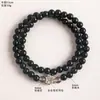Pulseira de Sandália de Lótus com Múltiplos Fios Preto Tinta Prata para Mulheres Exquisite Pulseira de Nicho Presente para Melhor Amiga Pulseira de Sandália de Sândalo Verde