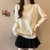 Elegante ropa de invierno para mujer, diseño de nicho estilo francés, top casual adelgazante, suéter de punto básico de cuello semi-alto, moderno