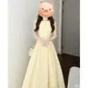 Vestido Colete Amarelo Sem Mangas Estilo Francês para Mulheres, Novo Modelo Verão 2026, Incrivelmente Bonito e Elegante, Vestido Longo que Marca a Cintura