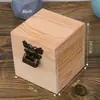 Caja de Almacenamiento Cuadrada con Cerradura de Madera Maciza para Joyería, Escritorio, Madera de Paulownia Quemada Vintage, Caja de Regalo Grabada, Estudio