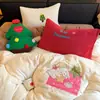 Ins juego de cuatro piezas de ropa de cama de felpa de terciopelo de leche engrosada funda de edredón con bordado de dibujos animados sábana juego de tres piezas de terciopelo de coral