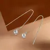 Pendientes Cuadrados de Plata de Ley S925 con un Toque de Lujo Ligero y de Alta Gama, Pendientes Largos de Borla para Mujer, Simples y Elegantes, Pendientes Versátiles de Nuevo Estilo