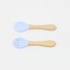 Grau Alimentício Ponto Cruz Fronteira Treinamento Suplementar Alimentação Infantil Autoaprendizagem do Bebê Comendo Conjunto de Talheres de Madeira Silicone Colher Garfo