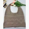 Bolsa de Algodón Tejido de Gran Capacidad Casual, Nueva Bolsa de Paja Calada, Bolso de Hombro Estilo Perezoso, Bolsa de Playa para Vacaciones, Bolso de Mujer