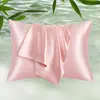 Funda de almohada de satén imitación seda transfronteriza color sólido cojín funda de almohada con tacto de seda helada funda de almohada individual de satén funda para núcleo de almohada de seda