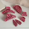 Design de Grampo de Cabelo Rosa com Estampa de Leopardo em Acetato Estilo Coreano, Presilha Jacaré, Presilha de Luxo Acessível, Acessórios de Cabeça e Cabelo de Alta Qualidade