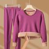 [Terciopelo de camello grueso] conjunto de ropa interior térmica de otoño e invierno de cuello medio alto para hombre y mujer, afelpado y grueso, resistente al frío, ropa de otoño, pantalones largos