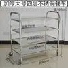 Carrito de comedor de tres capas de acero inoxidable 304 engrosado, carrito pequeño multifuncional, carrito de colección de platos comercial, carrito de entrega de alimentos con puerta