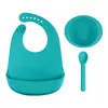 Set de Alimentación Suplementaria para Bebés Babero Tazón Binaural Cuchara Set de Tres Piezas Madre y Bebé Set Combinado de Vajilla Infantil