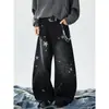 Jeans Rectos Retro Scimitar para Hombre Otoño 2025 Nuevo Diseño Holgado Pantalones Banana Estampado Estrella Pierna Ancha