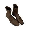 Botas Delgadas Estilo Coreano de Nicho Otoño e Invierno 2025 Nuevas Botas Francesas y Color Nude Botas Cortas Estilo Desierto Marrón Tacón Grueso Botas para Mujer