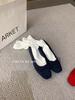 MUSI Zapatos Planos Elegantes Franceses de Gamuza con Punta Cuadrada y Lazo 2024 Nuevos Zapatos Mary Jane para Primavera y Otoño que Aumentan la Altura
