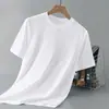 Camiseta masculina de manga curta com toque gelado de seda gelada para uso transfronteiriço, novo estilo de verão, marca da moda, corte solto, camisa estilosa e versátil