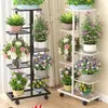 Estante de flores de pie para sala de estar, uso en interiores del hogar, estante de almacenamiento para balcón, estante de hierro artístico de varias capas para colocar plantas verdes y macetas