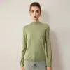 Suéter de lana pura hilada ultra fina de merino para mujer, suéter de capa base tejido con cuello semi-alto, camisa de capa base delgada de hilo Yangzi
