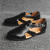 Daifa Verano Nueva Moda Sandalias de Cuero Caladas Transpirables Hebilla Romana Zapatos Casuales Personalizados Combinan con Todo Zapatos de Cuero para Hombre
