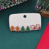 6 piezas Aretes Navideños de Venta Caliente Transfronteriza Madera Santa Copo de Nieve Caramelo Árbol de Navidad Aretes Impresos por un Lado
