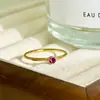 Moda Ins Europeia e Americana Simples Acessível Luxo Anel de Cauda Joia Aço Inoxidável Banhado a Ouro 18K Pedra de Aniversário Anel Fino