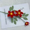 Planta en Maceta de Ramo de Flores de Clematis Terminado con un Toque de Lujo, Ramo de Hilo de Regalo Simulado de Ganchillo Tejido, Flores Tejidas Puramente Hechas a Mano