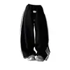 Pantalones Casuales Rectos de Pierna Ancha con Rayas Fluidas para Mujer Talla Grande 150kg Estilo Americano para Primavera y Verano Delgados de Cintura Alta
