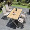 Juego de tres o cinco piezas de mesas y sillas de plástico y madera para patio, anticorrosión, impermeable, a prueba de sol, uso recreativo, balcón al aire libre, terraza de jardín