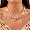 Collar con colgante de concha geométrica irregular, estrella y perla, estilo de vacaciones de verano, moda clavícula simple y combinable