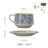 Conjunto de Xícara e Pires para Café em Cerâmica Retrô Pintado à Mão com Cor Sob Esmalte Xícara de Café Cerâmica Copo de Bebida de Alta Qualidade Presente de Aniversário para Casa
