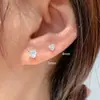 Joyería de Plata Beixi Plata de Ley S925 Diciembre Corazón Colorido en Forma de Moda Gorro de Moda Mini Pendientes Pequeños para Mujer Exquisitos de Moda Versátiles