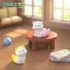 Paisaje en miniatura con lindas figuritas de gatitos con moños, adorables decoraciones DIY para casa de muñecas y pequeños adornos de escritorio