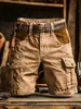 Shorts Masculino de Algodão 100% Venda Quente Transfronteiriça Amazon Estilo Punk Patchwork Casual Outdoor Roupa de Trabalho Americana Multi-Bolsos