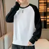 [310g otoño 2 abierto] suéter de manga raglán cuello redondo para hombre primavera y otoño 2024 nuevo costura explosiones ocio moda