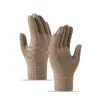 Guantes de cuadros de color sólido transfronterizos para hombres y mujeres, cálidos de invierno, forrados de felpa, tejido grueso tipo lana, pantalla táctil, guantes de alta gama