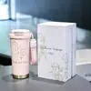 Vaso Aislado de Acero Inoxidable 316, Botella de Agua de Viaje de Doble Uso, Vaso con Popote, Vaso Portátil, Taza de Café Lily of the Valley Caja de Regalo