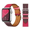 Adecuado para Iwatch8 Hermes Correa de Cuero de Círculo Único Apple Watch7654Se Pulsera con Patrón Cruzado en Contraste