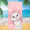 Nova Venda por Atacado Transfronteiriça Toalha de Praia Gato Mary Fofa Toalha de Banho Estampada Desenho Animado Anime Toalha de Microfibra Secagem Rápida