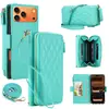 Adecuado para funda de cuero para iPhone 17, Samsung S26 patrón de lichi forma de diamante pequeña cremallera estilo Chanel funda protectora cruzada A27