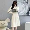 Comercio Exterior Ropa de Mujer Toma Real Otoño e Invierno Temperamento Interior Falda Base en Forma de A Estilo Pequeño Fragante Suéter de Punto de Longitud Media