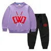 Ropa infantil transfronteriza nueva Otoño e Invierno 2023 suéter para niños pantalones traje de dos piezas color liso bebé algodón manga larga