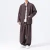 Otoño/Invierno 2026 Nuevo Estilo Chino para Hombre Traje de Pana Jacquard Rayado Talla Grande Conjunto Casual de Dos Piezas de Moda