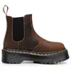 Botines Chelsea Marrón Crazy Horse de Primera Capa 2976 para Mujer, Botas de Motocicleta de Suela Gruesa, Botines Cortos de Piel Genuina, Zapatos Slip-On con Suela de Plataforma