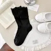 Meias Ruffled Dupla Camada Estilo Ballet Youjiaxiu, Verão Finas de Malha Respirável Meias Slouch Femininas Estilo Miu