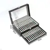 Caja de Almacenamiento Transparente de Gran Capacidad para Bolígrafos con Veta de Madera de Nogal Negro, Caja Vintage para Almacenamiento y Exhibición de Papelería, Caja de Gabinete a Prueba de Polvo