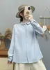 Nuevo Estilo Otoño 2026: Cárdigan de Estilo Artístico con Bordado Floral en la Tapeta, Gasa de Doble Capa, Top Camisa de Manga Larga para Mujer, Moderno