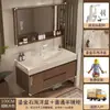 Nuevo mueble de baño de madera de nogal dorado estilo antiguo con lavabo multifuncional y lavabo de tocador integrado