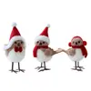 Decoración Navideña de Producto Nuevo Transfronteriza Colgante para Árbol de Navidad Pájaro de Espuma Simulada Bufanda Roja Gorro Pájaro
