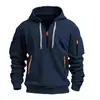 Nuevo Suéter con Capucha y Bolsillos con Múltiples Cremalleras para Hombre, Casual Deportivo, Otoño e Invierno