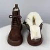 Botines estilo Martin de gamuza con suela gruesa para mujer, colección otoño/invierno 2026, con punta ancha, suela de plataforma y forro de felpa, estilo Chelsea, y botines cortos estilo Birkenstock